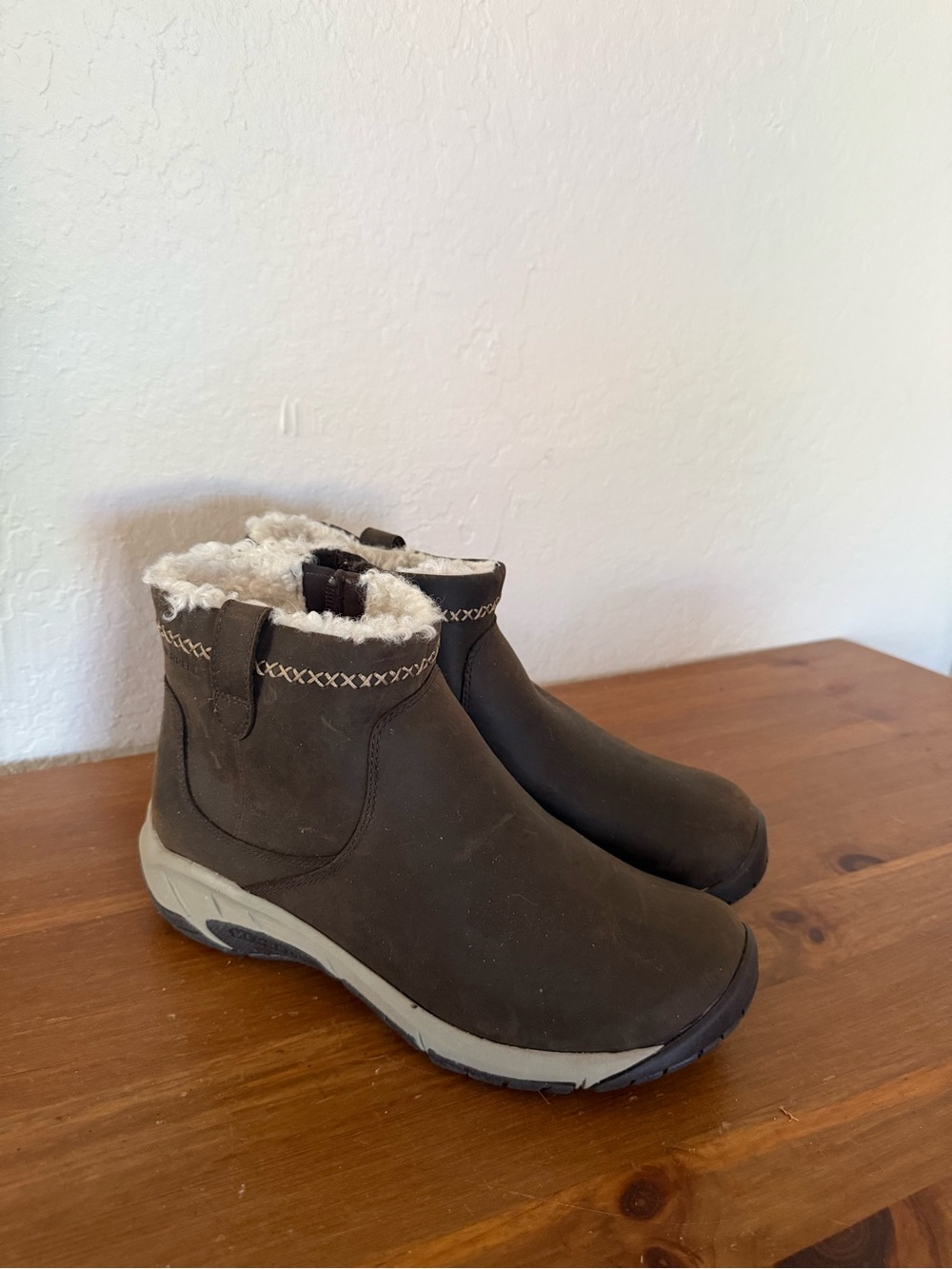Merrell Dark Brown Faux-Fur Ankle Boots